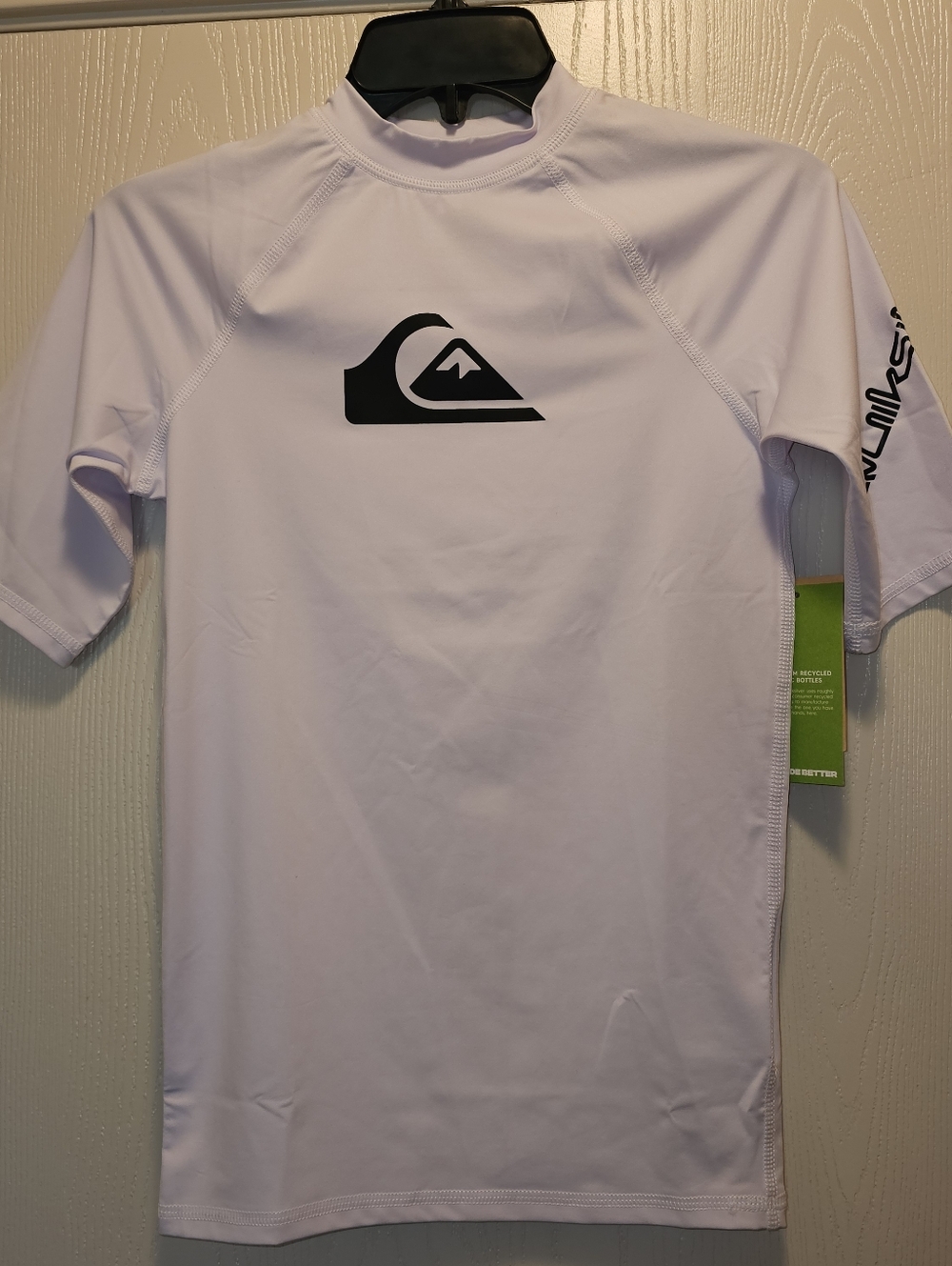 Quiksilver White Everyday UPF 50 Short Sleeve Logo Rash Guard Size XL 16